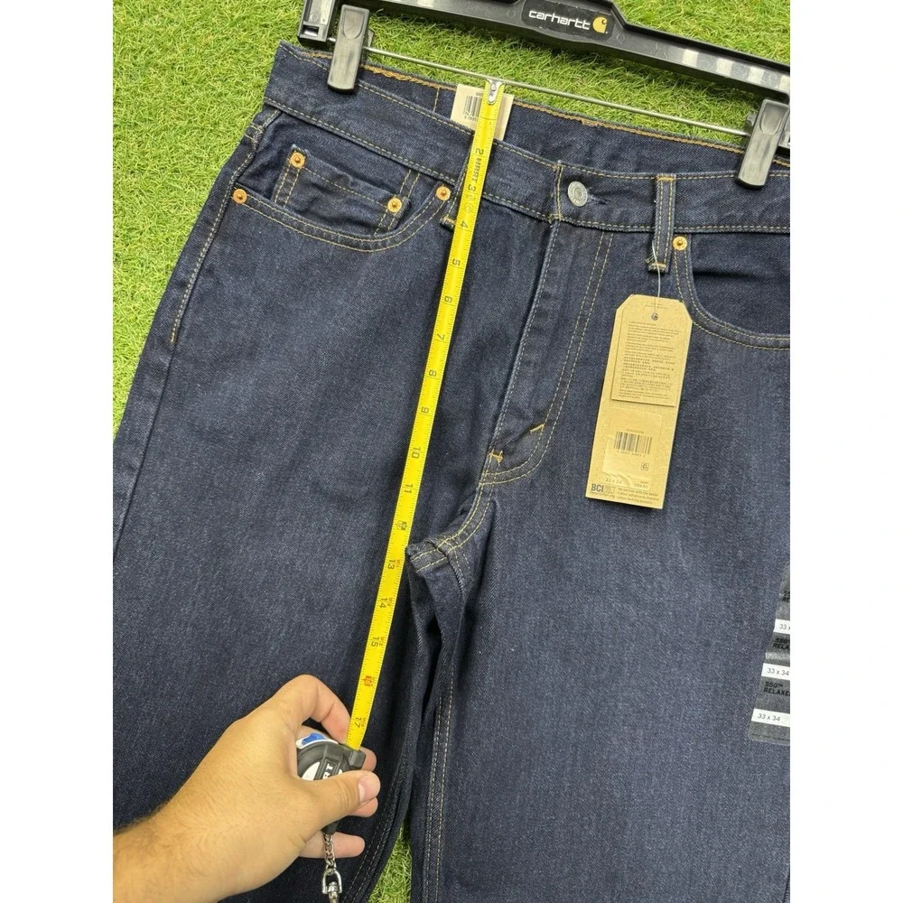 Levis 550 Jeans Mens 33x34 Dark Wash Denim Button Fly Straight Leg NWT